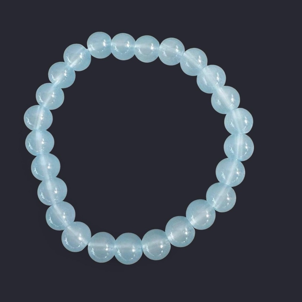 Light Blue Glass Bead Bracelet 8mm